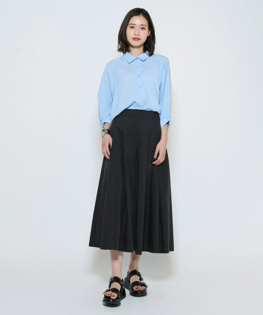 L'EQUIPE コットンボイル二重織ブラウス ブルー