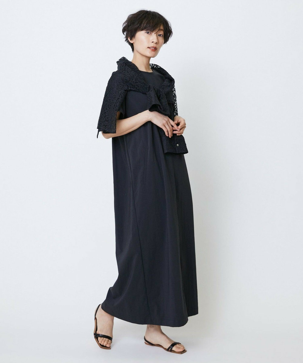 feerique feerique　ポリナイロンストレッチTシャツワンピース ブラック