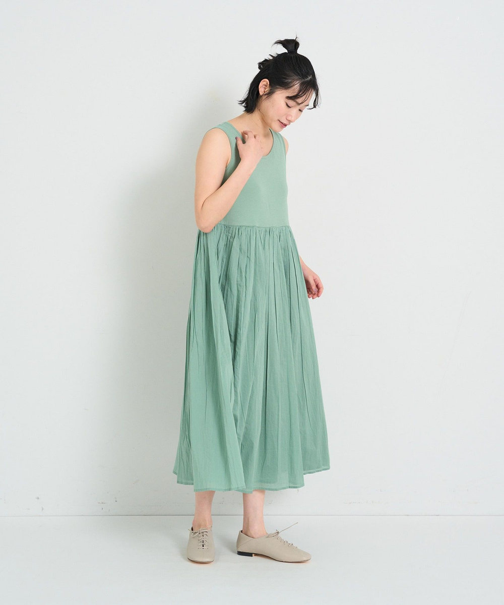 congés payés ADIEU TRISTESSE ◆2重布帛ノースリーブワンピース グリーン
