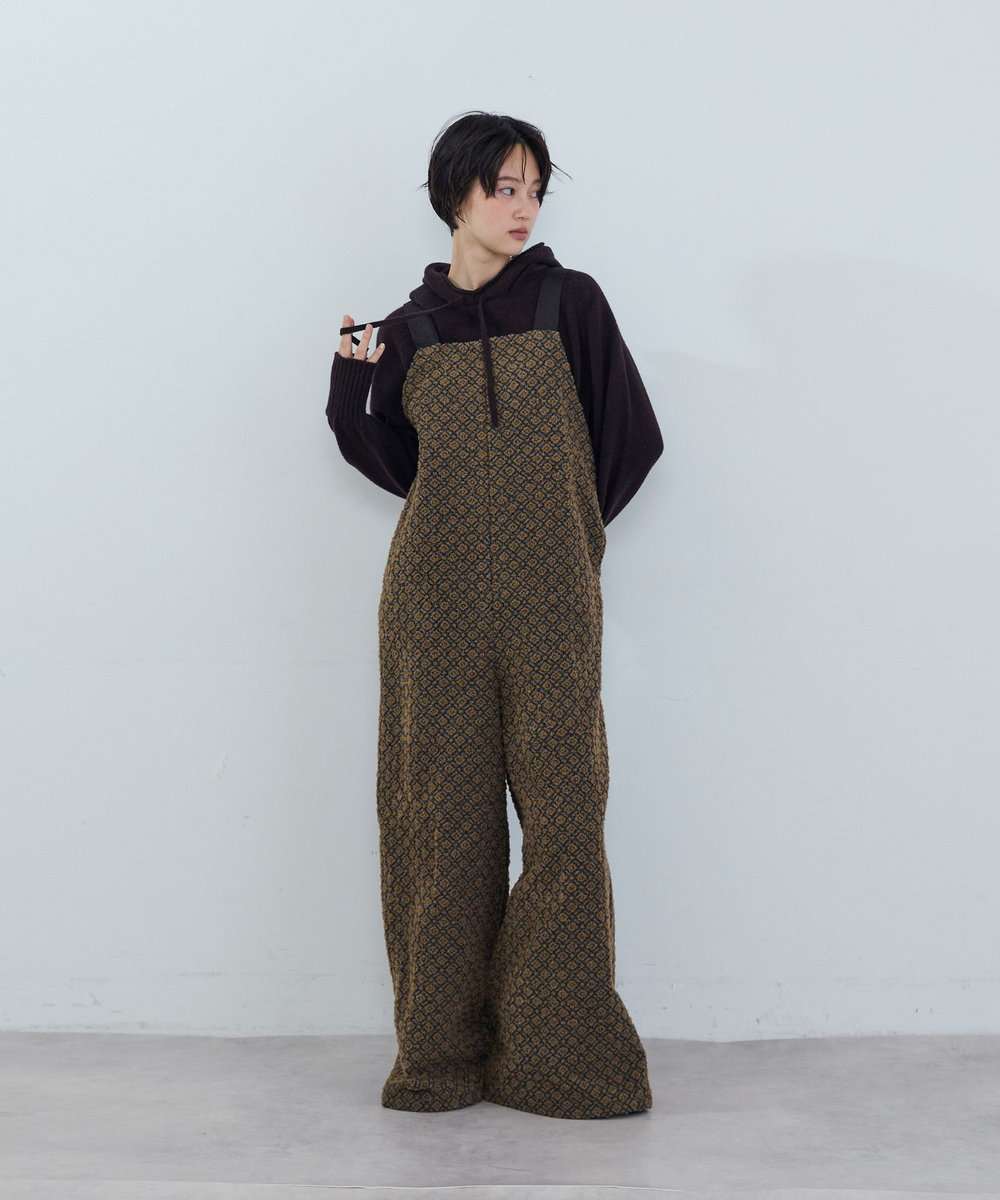 ADIEU TRISTESSE ウールカシミヤドルマンスリーブニットフーディ ブラウン