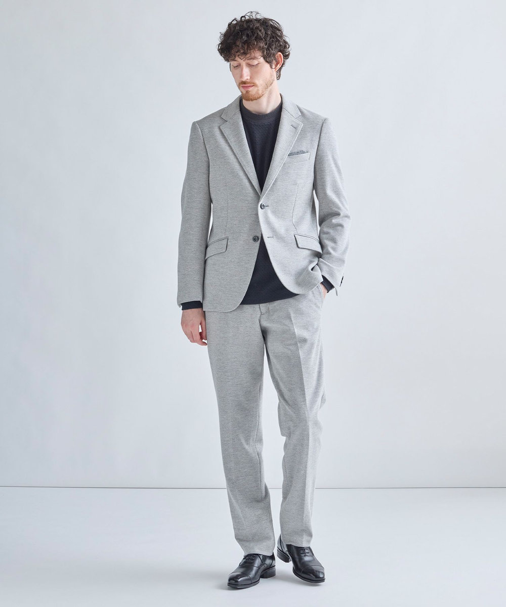 MEN'S BIGI ウール混ツイルジャージスラックス ライトグレー
