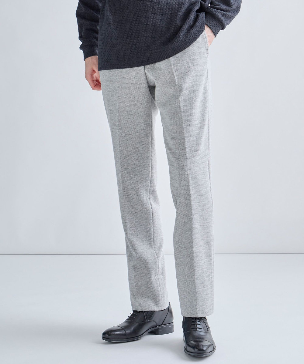 MEN'S BIGI ウール混ツイルジャージスラックス ライトグレー
