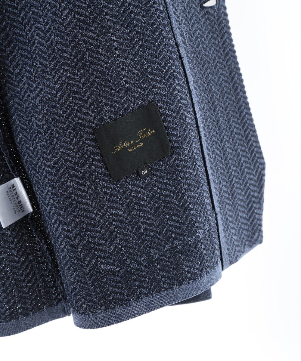 MEN'S BIGI 【ACTIVE TAILOR】ヘリンボーンニットジャケット ネイビー