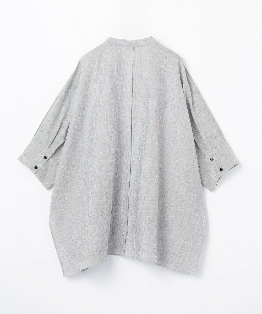 MOGA リネンワッシャーバンドカラーシャツ ブルー
