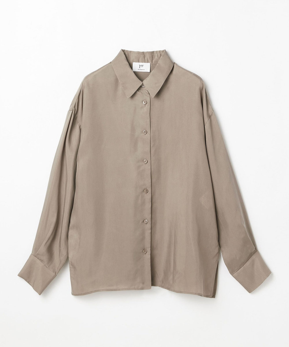 1er Arrondissement キュプラフィブリルレギュラーカラーシャツ グレイッシュベージュ