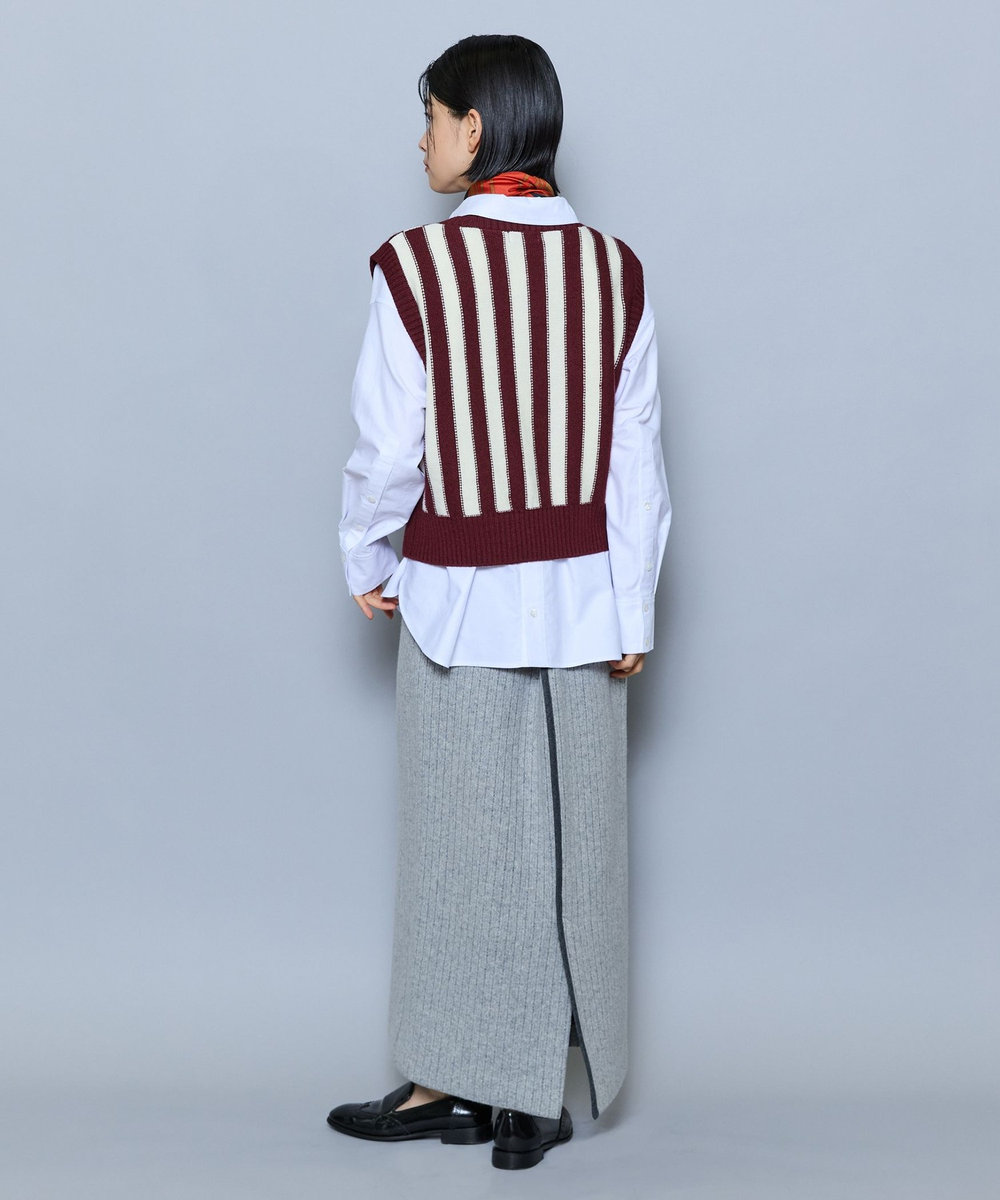 MOGA チェーン編みインターシャニットベスト ブラウン