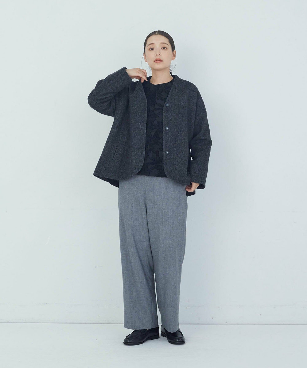 ADIEU TRISTESSE Vネックハーフコート チャコールグレー