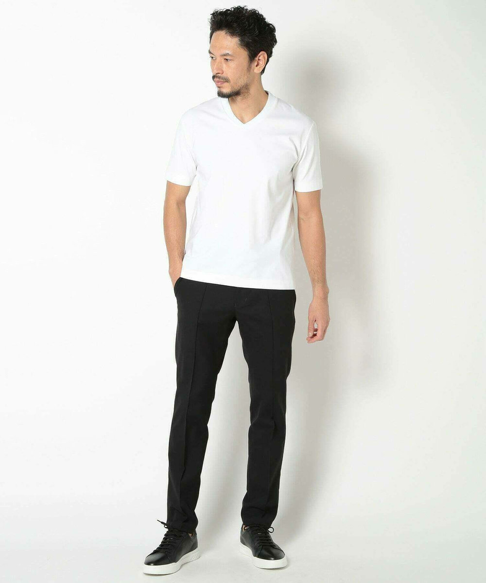MEN'S BIGI 【ACTIVE TAILOR/アクティブテイラー】シルケットスムースVネックTシャツ＜接触冷感 / UVカット＞ ホワイト