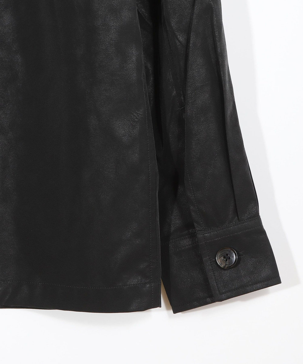 MEN'S BIGI フェイクレザーCPOシャツ ブラック
