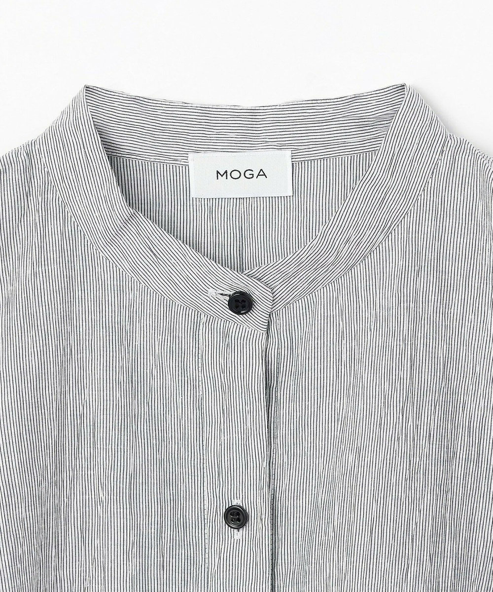 MOGA リネンワッシャーバンドカラーシャツ ブルー