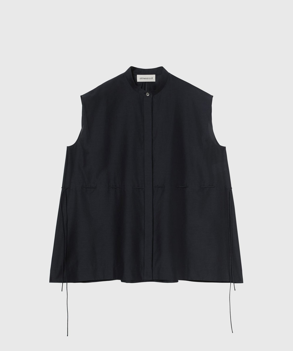 DÉPAREILLÉ 	COTTON SILK LAWN BLOUSE / コットンシルクローンブラウス ネイビー