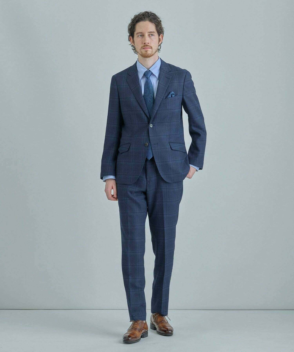 MEN'S BIGI シャドーペイズリー×ドット 小剣クレリック ターコイズブルー