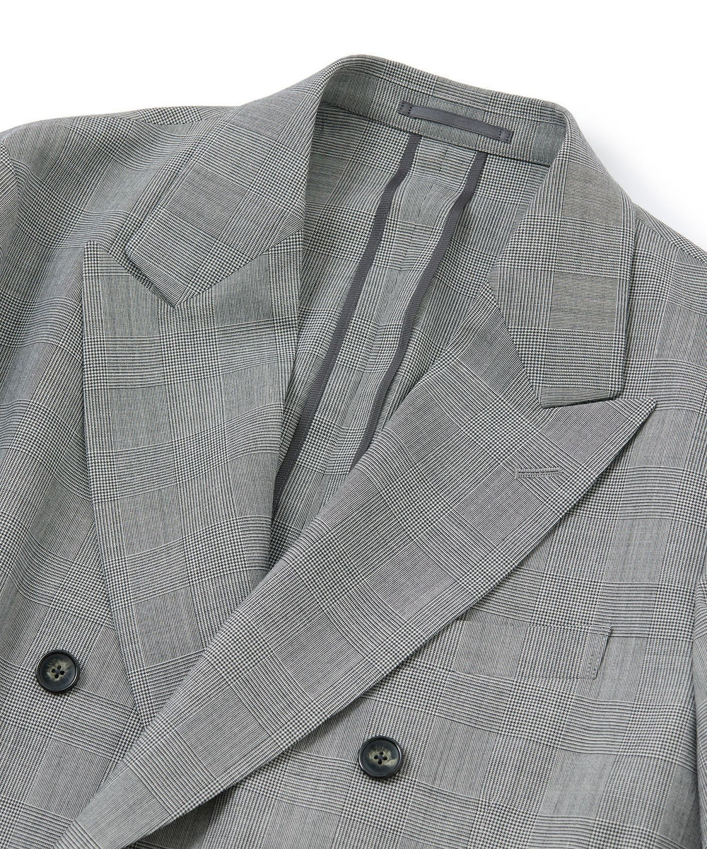 MEN'S BIGI SMART MERINOウールトロピカル/グレンチェック ダブルジャケット＜防シワ＞＜軽量＞＜ストレッチ＞ ブラック系その他
