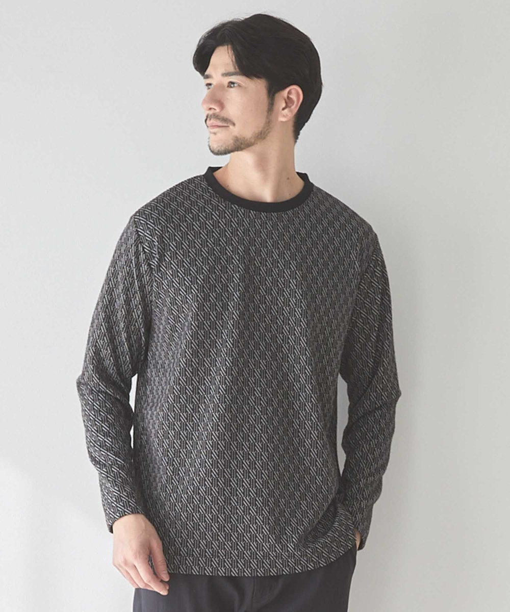 UNION STATION <UNION STATION by MEN'S BIGI>ジオメトリックジャガードロンT ブラック系その他