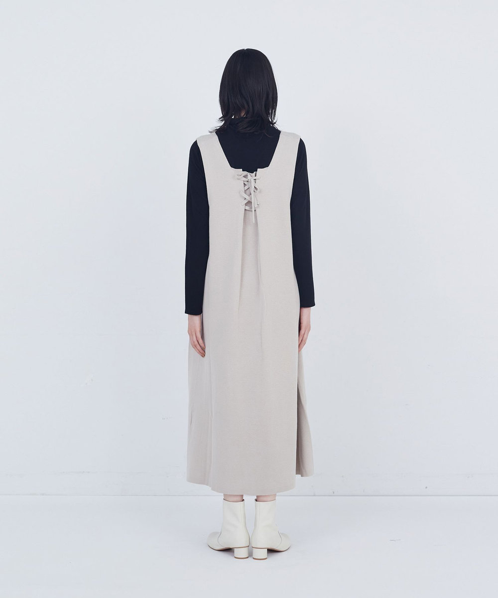 ADIEU TRISTESSE コットンミラノリブニットワンピース グレイッシュベージュ