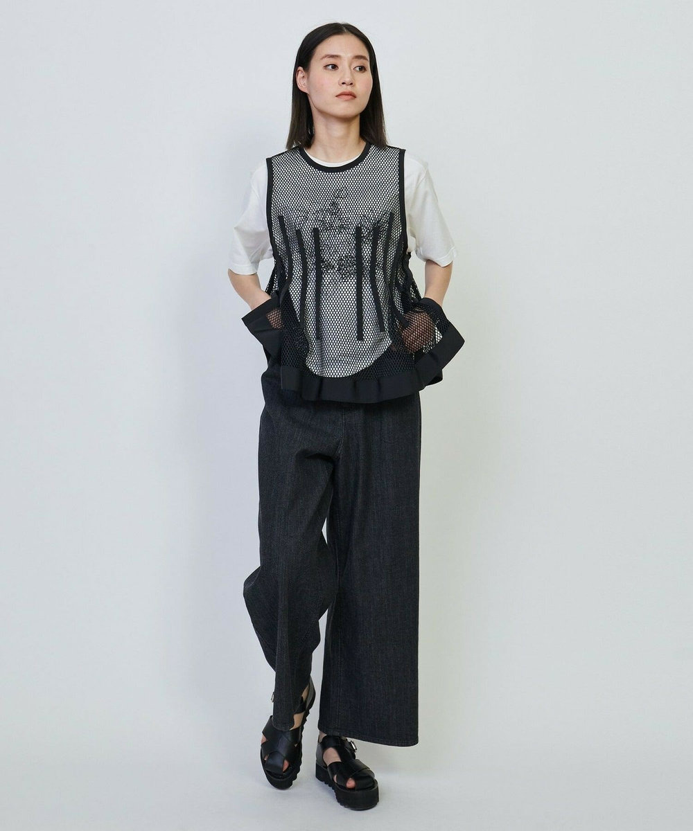 L'EQUIPE GREEN ライトシェルタフタ＆リサイクルメッシュジレ ブラック