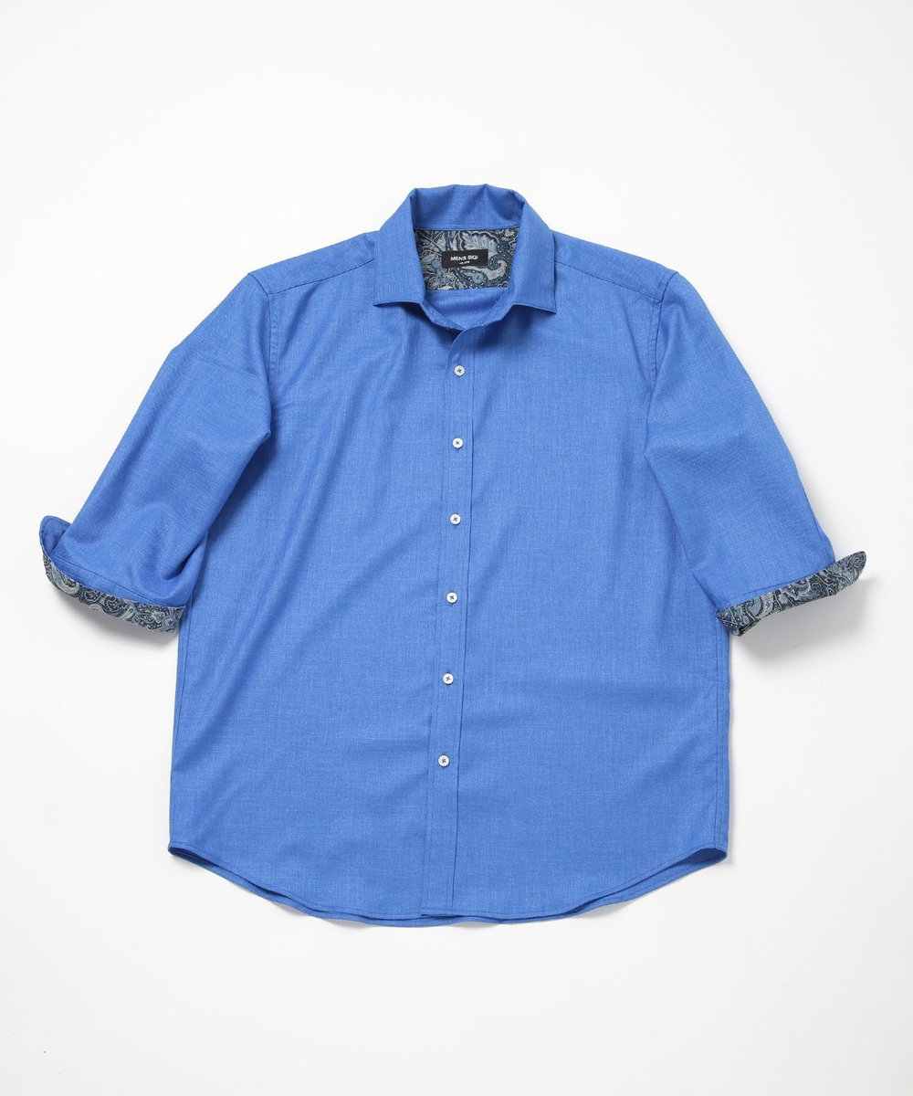 MEN'S BIGI オクシィジュエルストレッチ7分シャツ ブルー