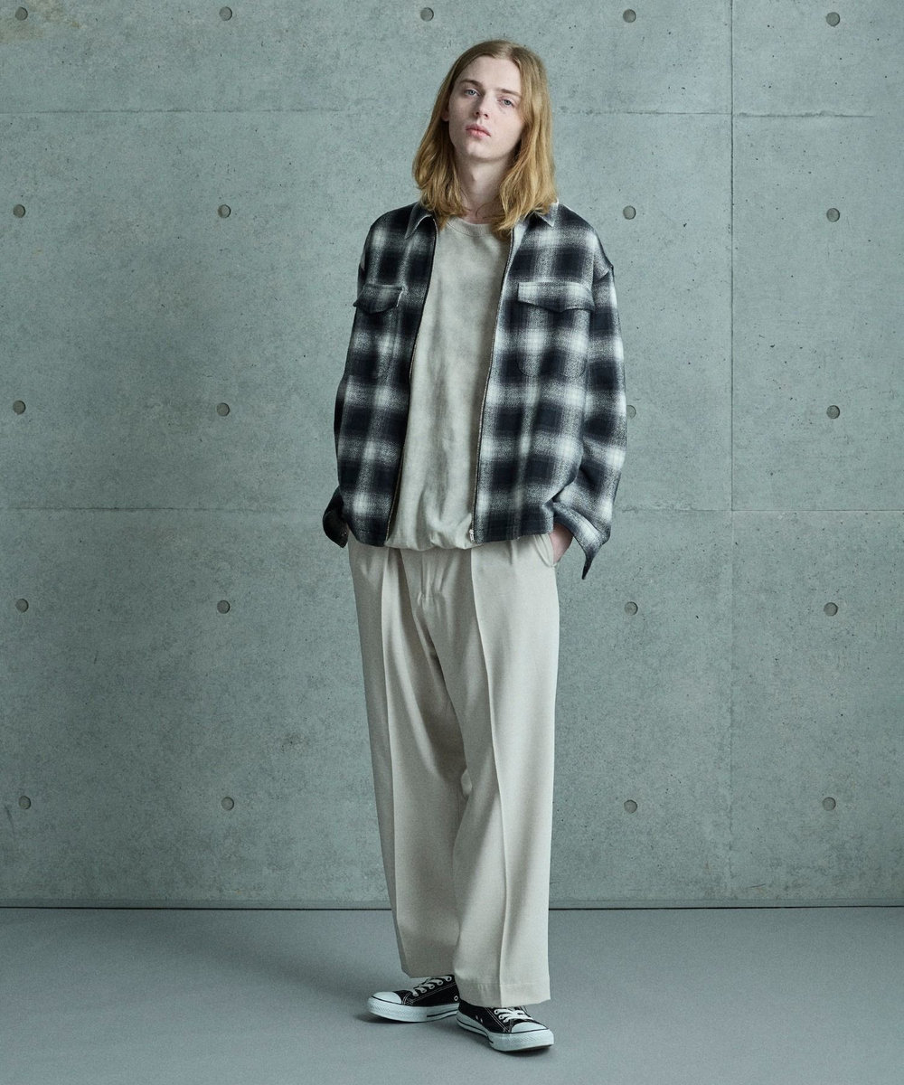MEN'S BIGI オンブレーチェックシャツブルゾン ブラック系その他