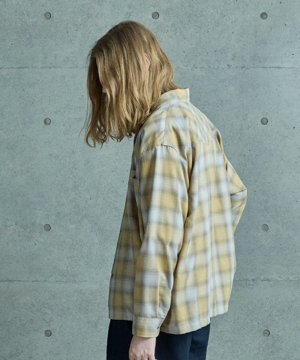 MEN'S BIGI オンブレーチェックヴィンテージ調シャツ イエロー
