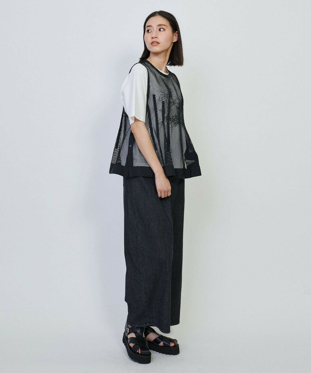 L'EQUIPE GREEN ライトシェルタフタ＆リサイクルメッシュジレ ブラック