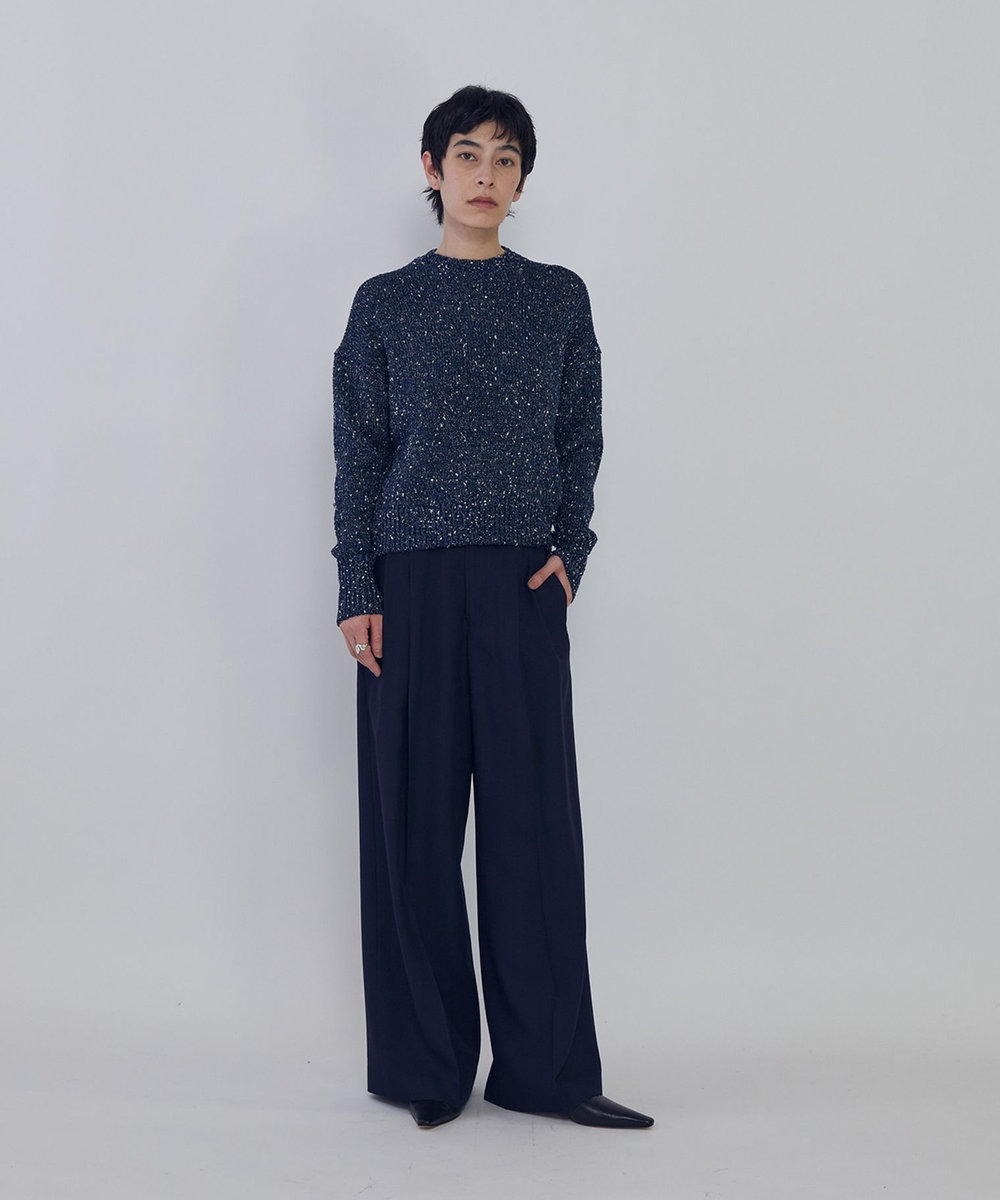 1er Arrondissement ツイルワイドトラウザー ネイビー