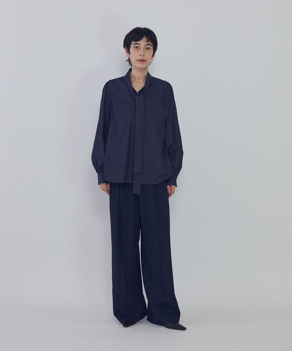 1er Arrondissement ツイルワイドトラウザー ネイビー