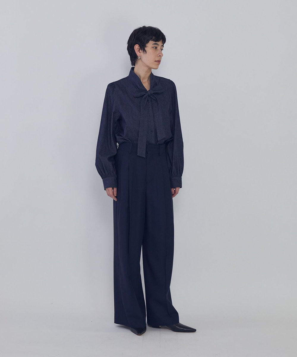 1er Arrondissement ツイルワイドトラウザー ネイビー