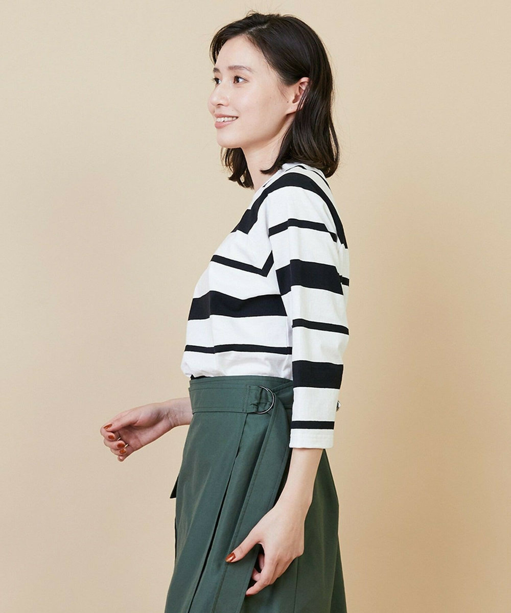 L'EQUIPE raspail × L'EQUIPE 別注クロップド丈ボーダーカットソー ブラック
