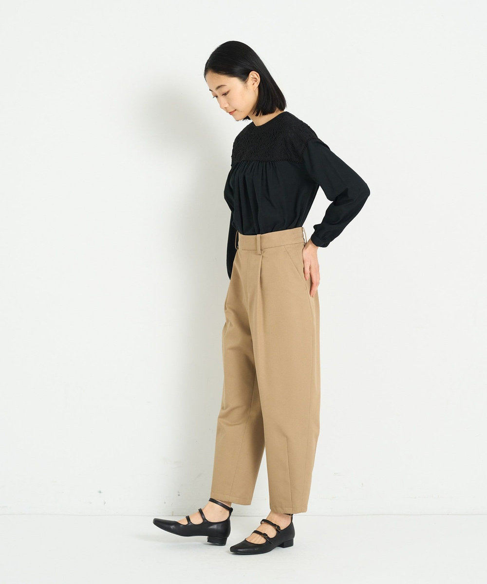 ADIEU TRISTESSE コットンエステルワンタックテーパードパンツ ベージュ