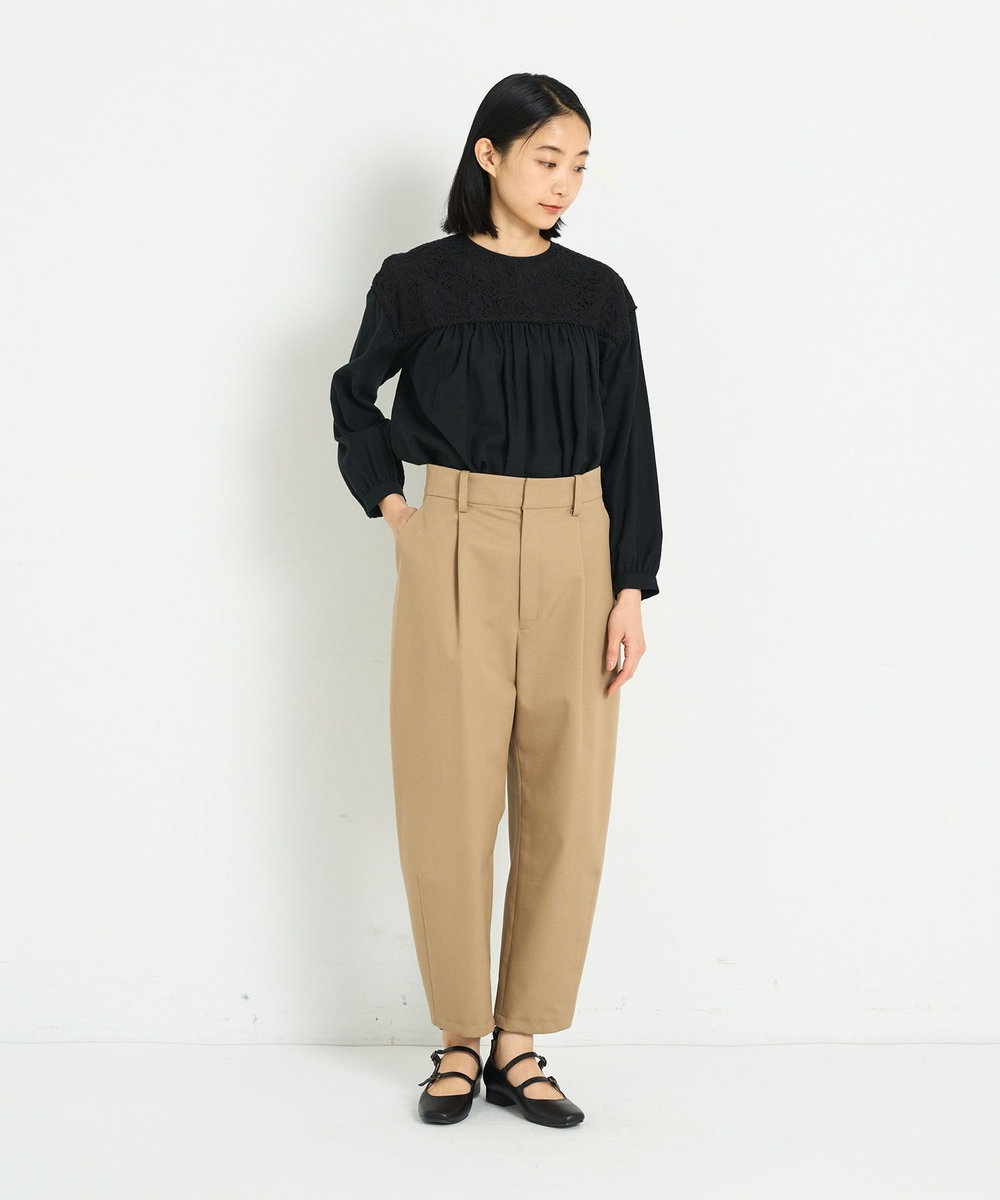 ADIEU TRISTESSE コットンエステルワンタックテーパードパンツ ベージュ