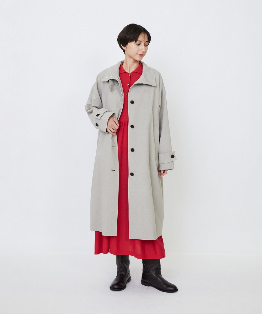 LOISIR ウール梳毛天竺ポロワンピース レッド
