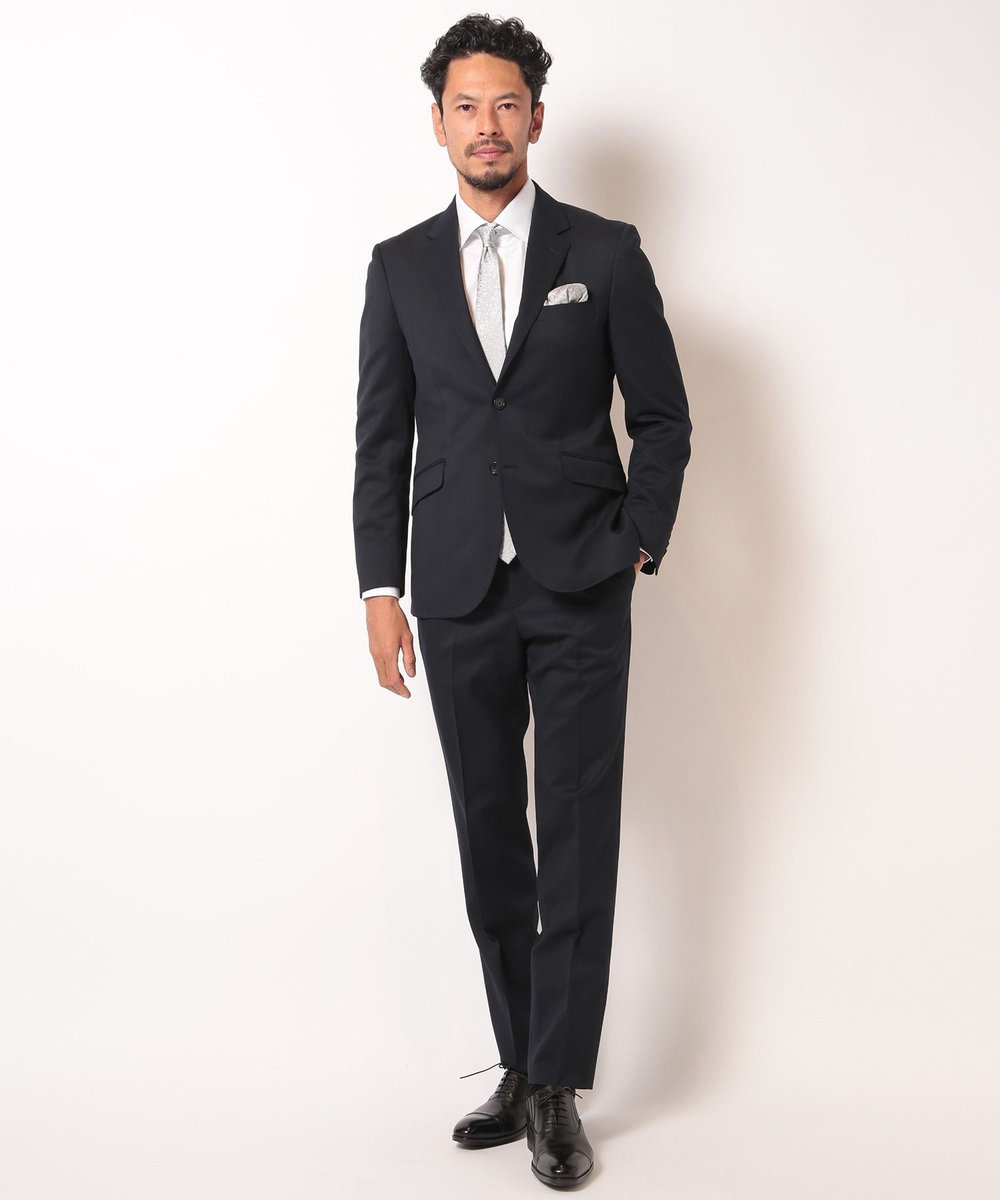 MEN'S BIGI シェブロンジャカードスーツセットアップ＜同素材ベストあり＞ ブラック