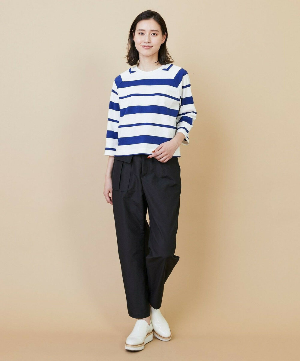 L'EQUIPE raspail × L'EQUIPE 別注クロップド丈ボーダーカットソー ネイビー