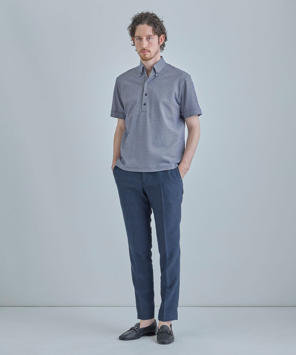 MEN'S BIGI 【ACTIVE TAILOR】ニットサッカーポロシャツ<COOL MAX/吸水速乾> ブルー