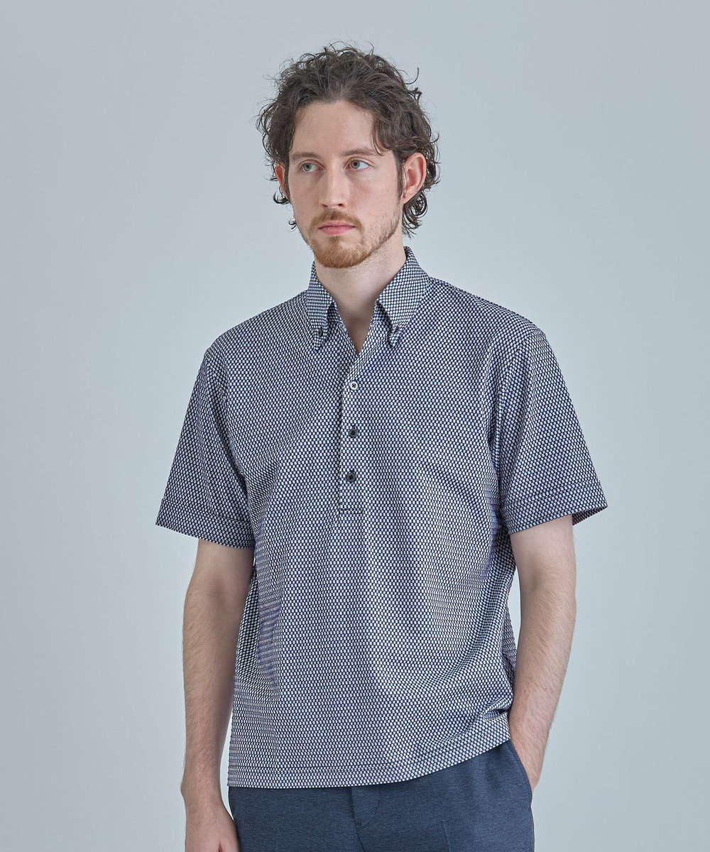 MEN'S BIGI 【ACTIVE TAILOR】ニットサッカーポロシャツ<COOL MAX/吸水速乾> ブルー