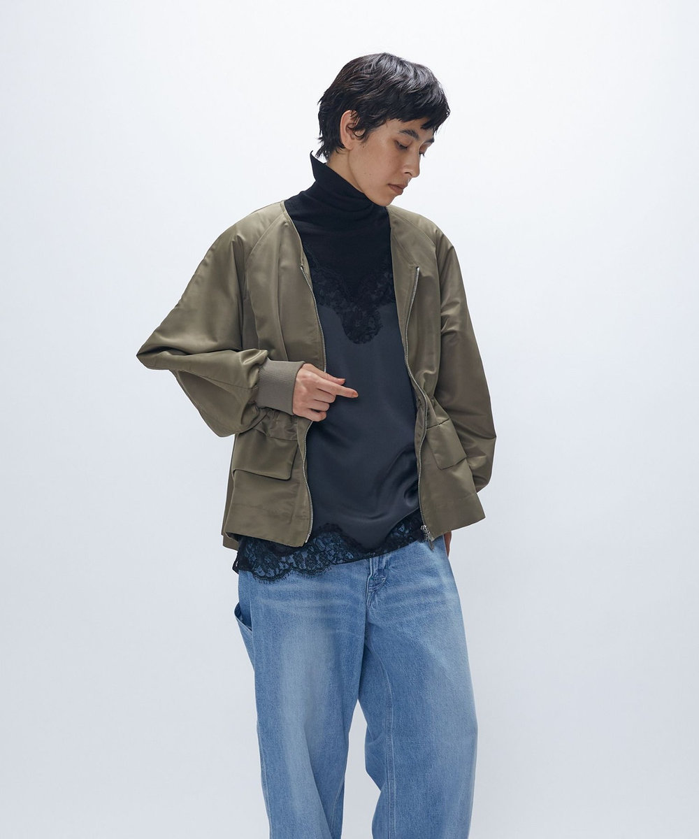 1er Arrondissement ナイロンサテンブルゾン カーキ
