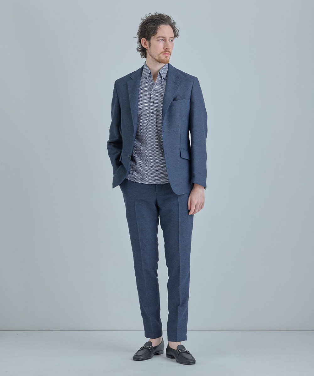 MEN'S BIGI 【ACTIVE TAILOR】ニットサッカーポロシャツ<COOL MAX/吸水速乾> ブルー