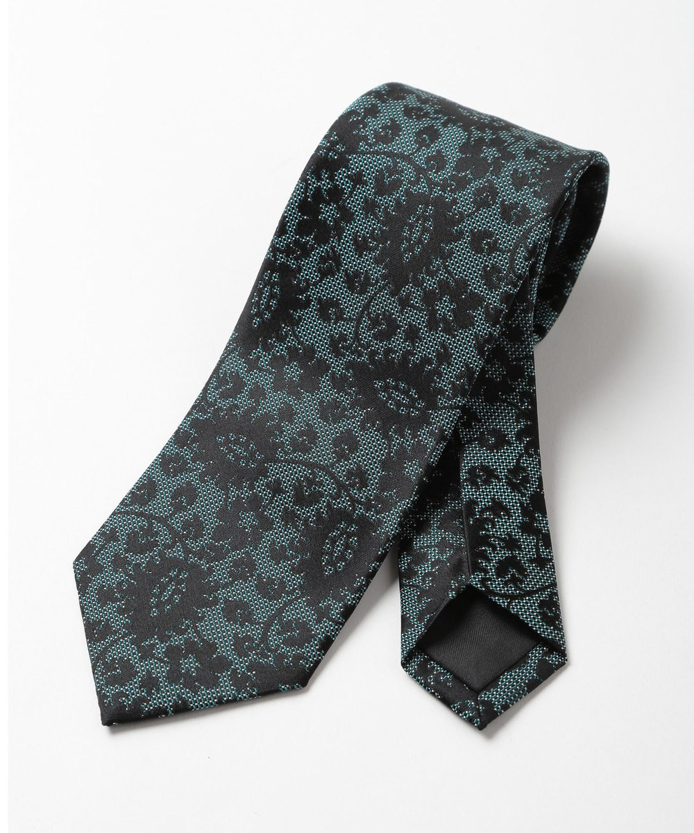 MEN'S BIGI 【TIE YOUR TIE(タイユアタイ)】シャドーフラワー柄ネクタイ ターコイズブルー