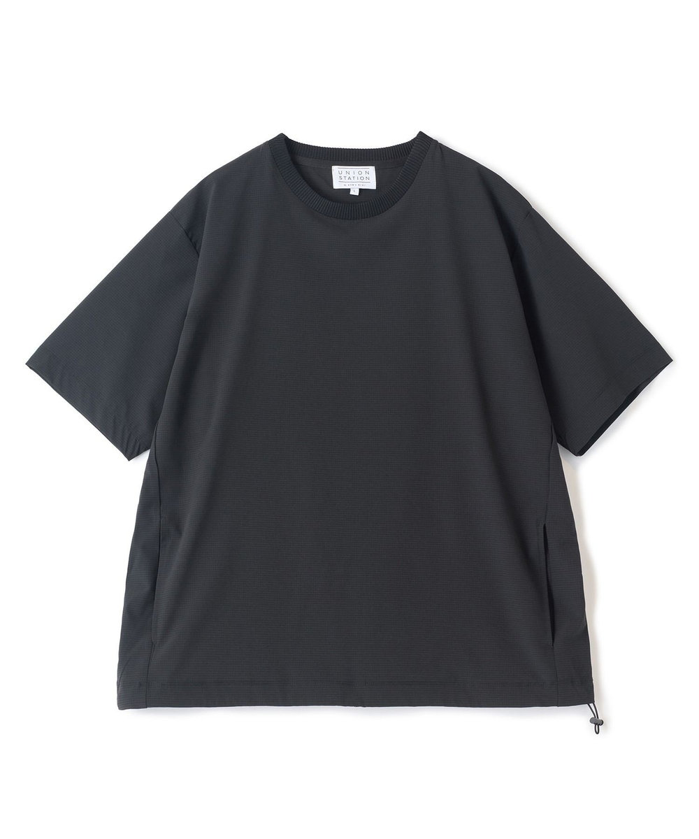UNION STATION ドットメッシュドローコードTシャツ〈ストレッチ・マシンウォッシャブル・軽量・接触冷感・通気性〉 ブラック