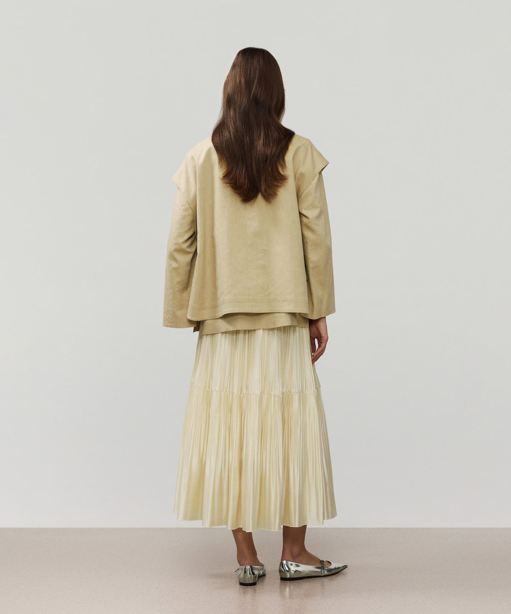 DÉPAREILLÉ VISCORSE LINEN PONCHO GILET / ヴィスコースリネンポンチョジレ ベージュ