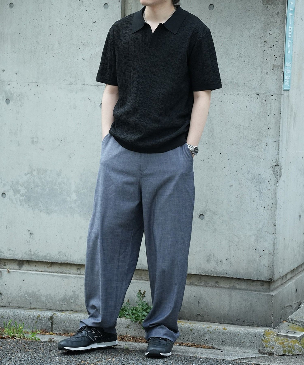 UNION STATION *WEB限定 ルーズフィットジャガードスキッパーポロ ブラック