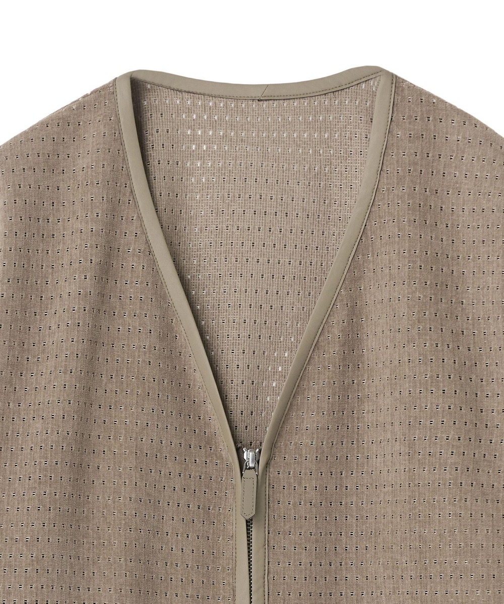 MEN'S BIGI シアーメッシュスエード ジップカーディガン＜通気性＞＜ストレッチ＞ ベージュ