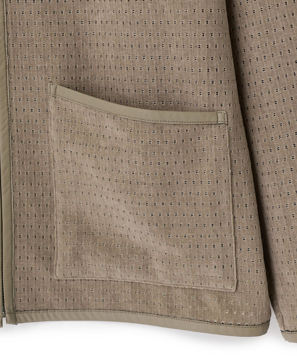 MEN'S BIGI シアーメッシュスエード ジップカーディガン＜通気性＞＜ストレッチ＞ ベージュ