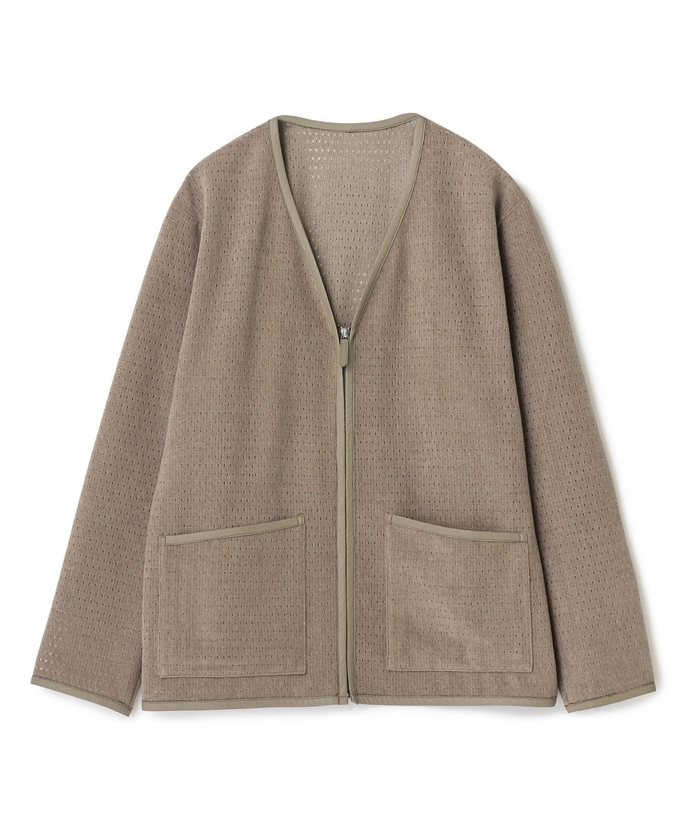 MEN'S BIGI シアーメッシュスエード ジップカーディガン＜通気性＞＜ストレッチ＞ ベージュ