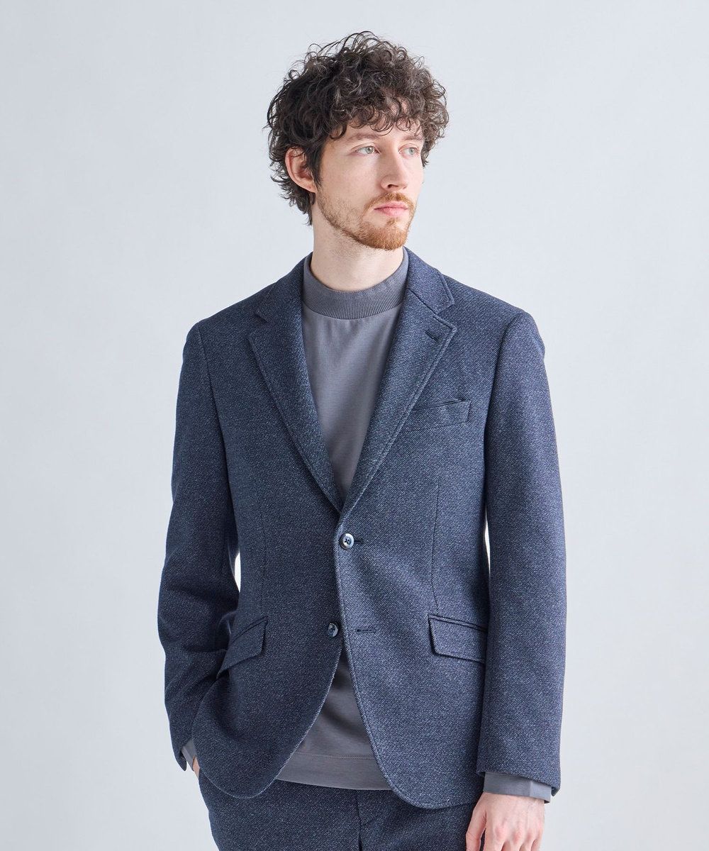 MEN'S BIGI ウール混ツイルジャージジャケット ネイビー