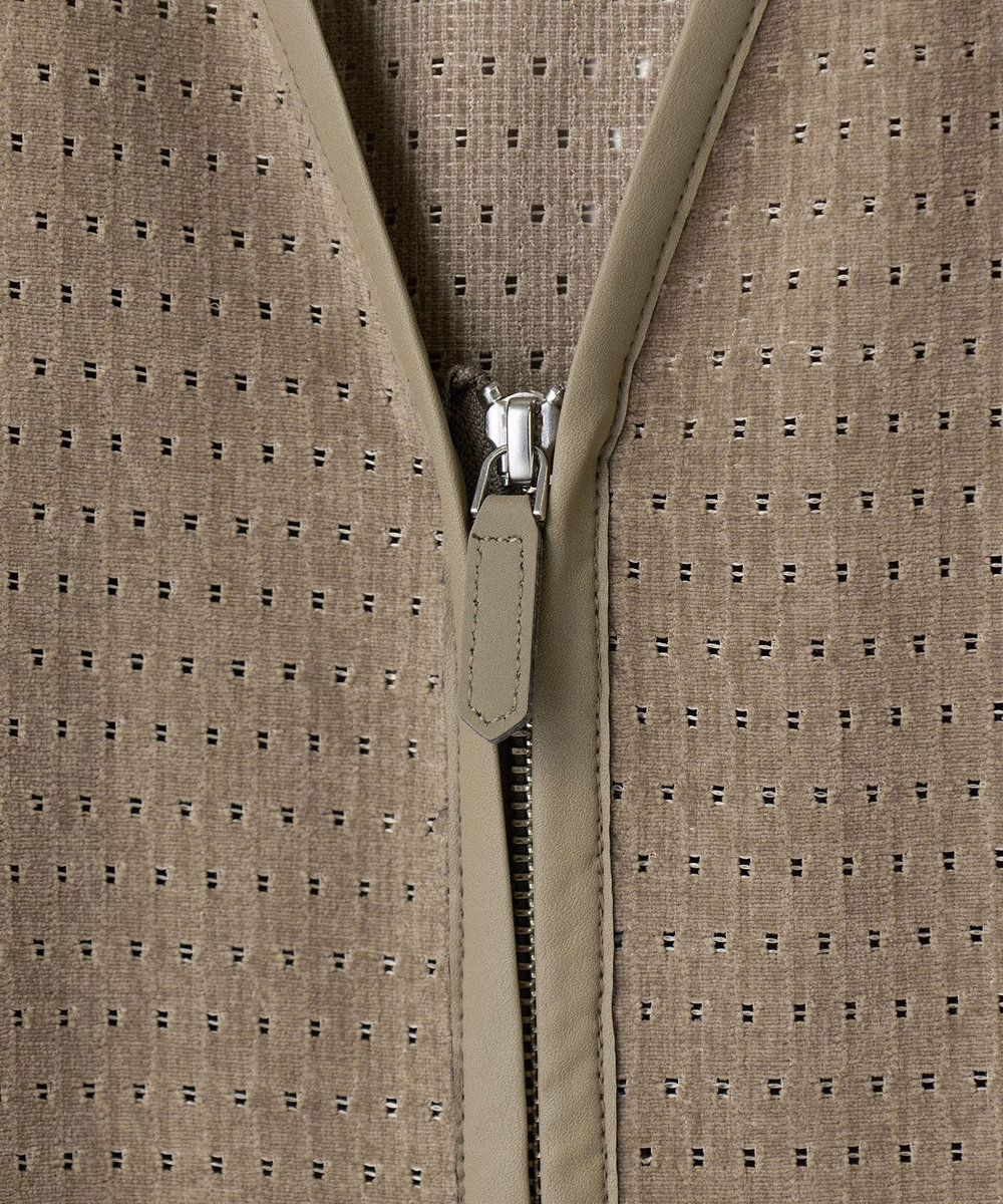 MEN'S BIGI シアーメッシュスエード ジップカーディガン＜通気性＞＜ストレッチ＞ ベージュ