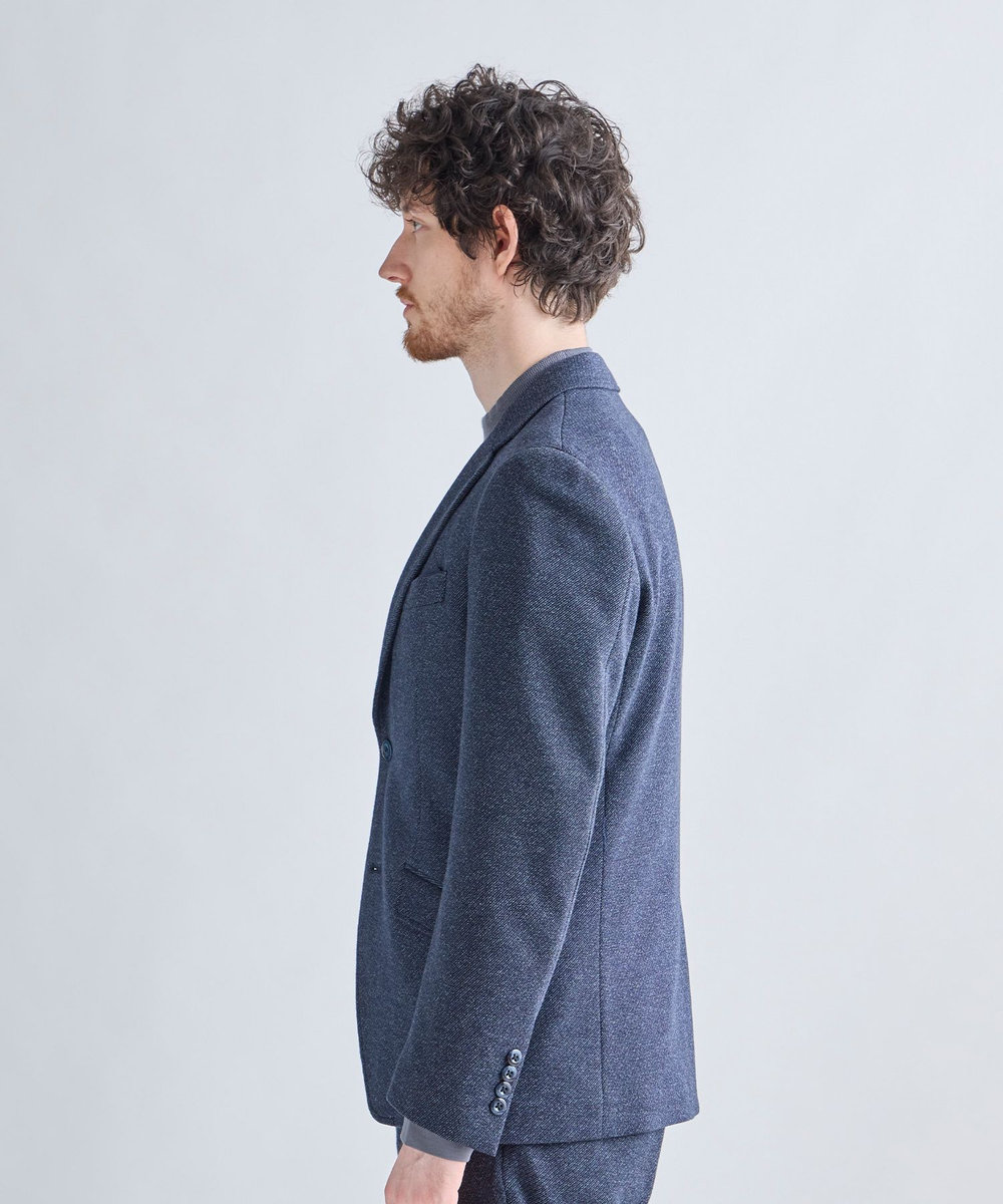 MEN'S BIGI ウール混ツイルジャージジャケット ネイビー