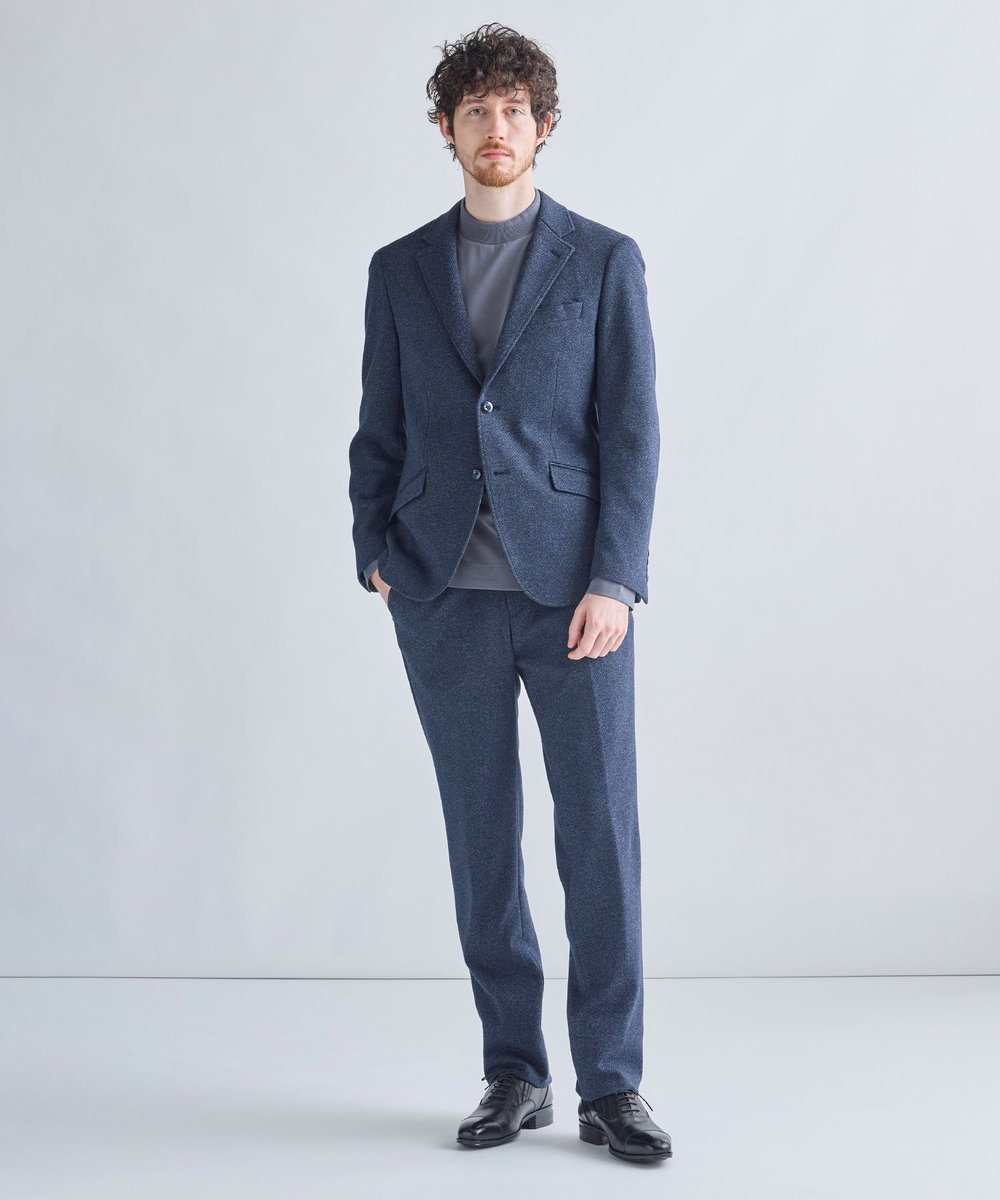 MEN'S BIGI ウール混ツイルジャージジャケット ネイビー