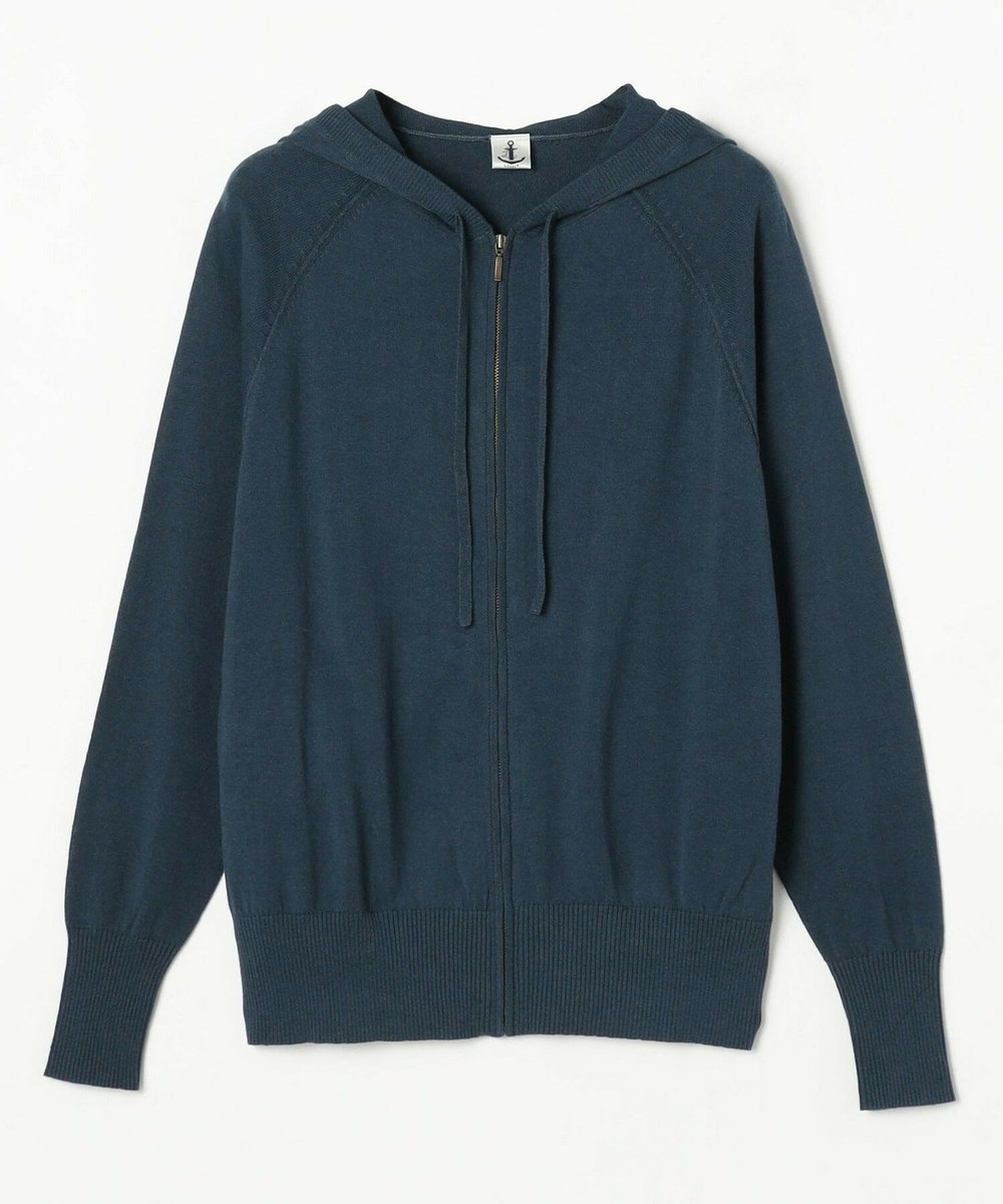 LOISIR 和紙コットン天竺ニットフーディ ブルーグリーン