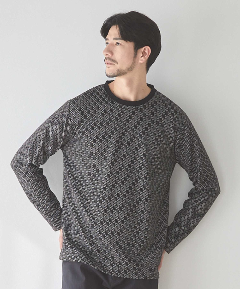 UNION STATION <UNION STATION by MEN'S BIGI>ジオメトリックジャガードロンT ブラック系その他